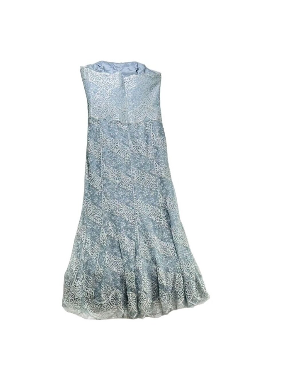 Rickie Freeman Teri Jon Women's Silver Gray Lace Strapless Evening Gown Size 16 - Picture 10 of 16